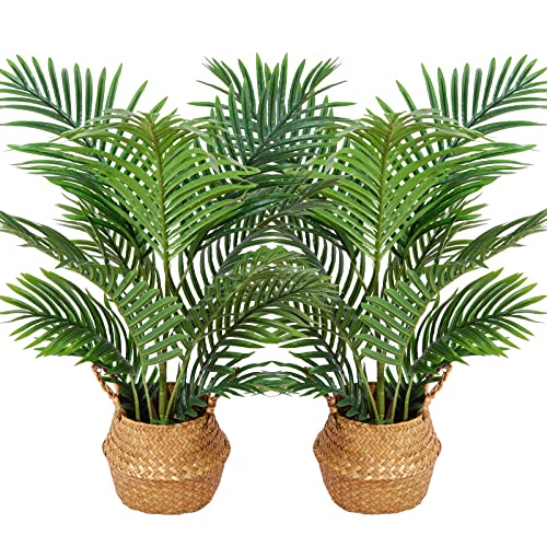 Kazeila Plantas artificiais decorativas 90 cm planta artificial grande palmeira artificial decoração interior casa sala de estar jardim (2 pacotes)
