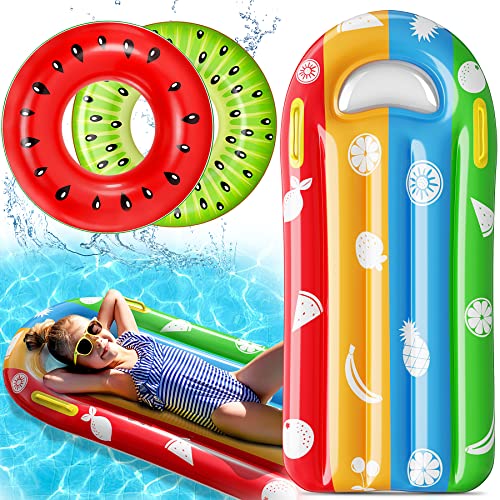 Subtail 3 peças flutuadores piscina - tapete de cores - colchão insuflável - donut para piscina - anel de natação para crianças e adultos