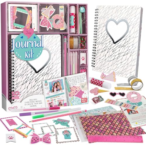 EDUMAN DIY Scrapbook Acessórios Set artesanato para crianças a partir dos 6 anos Bullet Journal Set & Schulsachen meninas papelaria kit - diário de presentes ótimo para meninas (branco)