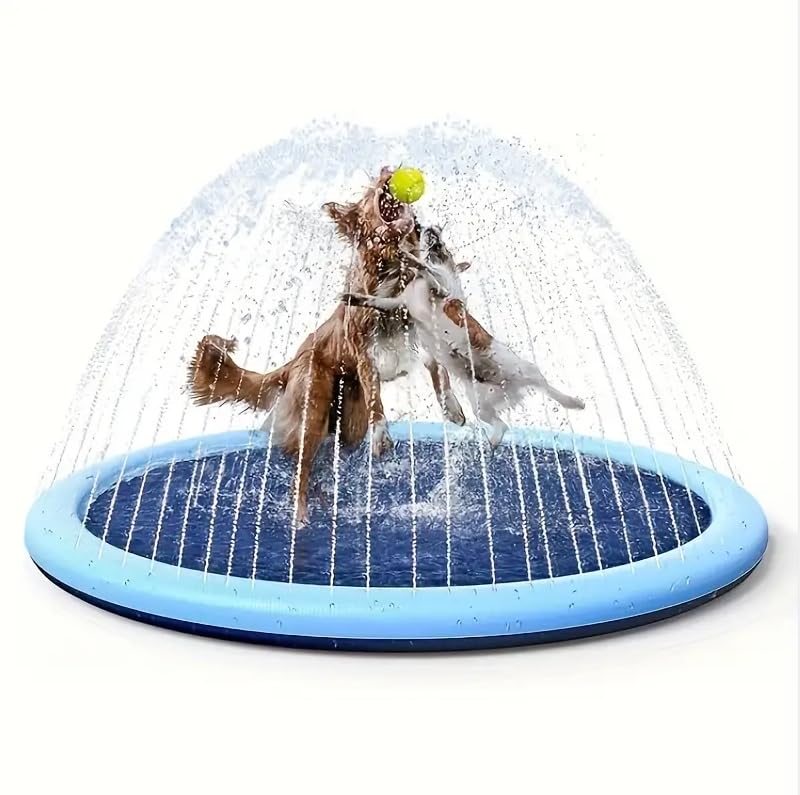 Piscina para cães grandes tapete de jogo para cães, piscina para crianças piscina dobrável para cão antiderrapante dobrável e portátil de PVC (azul, 100 cm)