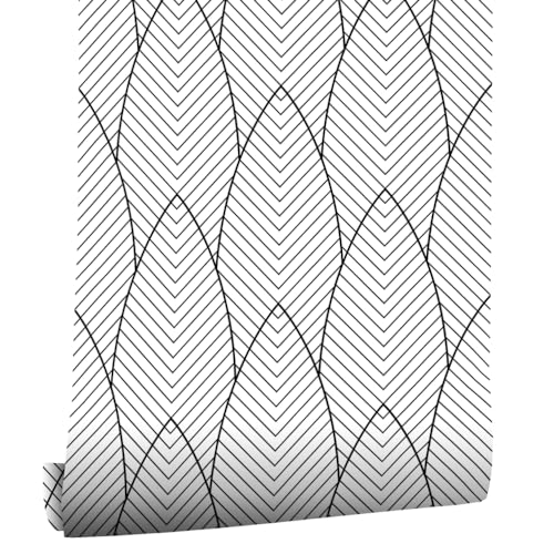 myforHD Papel de parede autocolante vinil autocolante móveis impermeável moderno geométrico de riscas douradas para decoração de paredes em casa de banho, sala de estar, quarto e móveis de cozinha