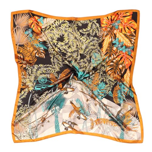 DRESHOW Lenços de cetim quadrados grandes acessórios de cabelo seda de praia estampado clássico para mulher