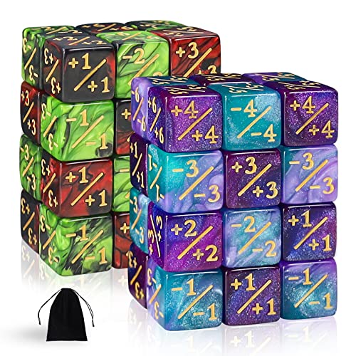 48 peças MTG dados contadores dados token, Magic The Gathering Glitter Sparkle Dice, dados lealdade Starry Marble D6 dice cubo compatível com MTG, CCG, Card Gaming acessório