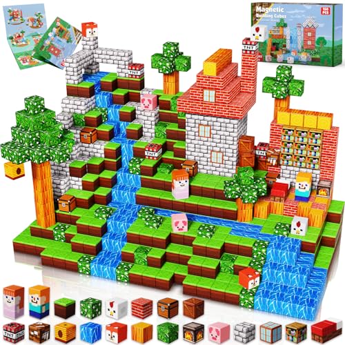 Goody King Blocos magnéticos construção crianças 150 peças, conjunto de blocos magnéticos - biblioteca no vale - Stem brinquedos sensoriais para meninos e meninas, presente menina 3 4 5 6 7 8 9 anos