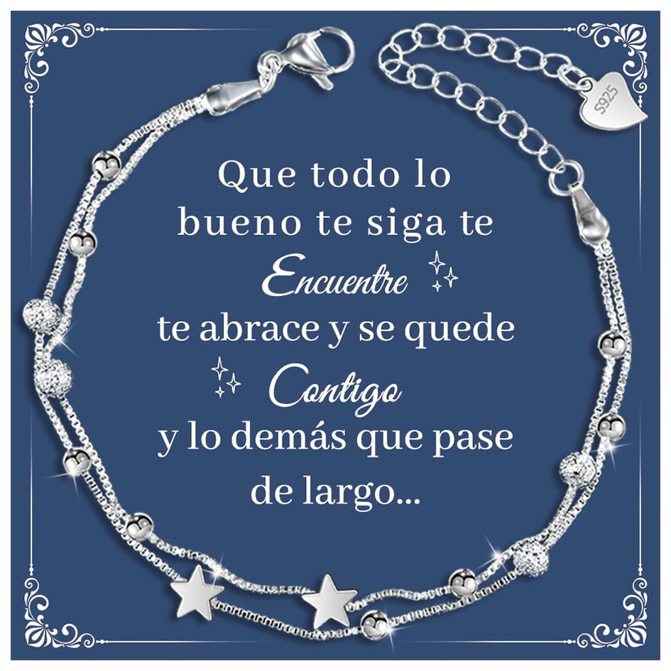 YELUWA Presentes originais para mulher, presente Dia da Mãe pulseira prata mulher presente aniversário amiga Natal presentes amiga amiga namorada aniversário pulseira mãe mãe e filha avó menina