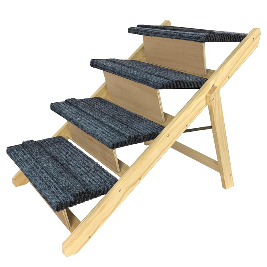 ORHEYA Escada dobrável para cães 2 em 1 para animais de estimação, de madeira, com uso antiderrapante para animais de estimação, ajuda de entrada para porta-bagagens, rampa de até 80 kg