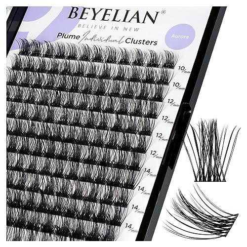BEYELIAN Pestanas Posgiz Cluster Lashes C Curl de 144 peças DIY pestanas individuais pestanas falsas naturais, pestanas falsas em casa Black Super Thin Band Mix DIY Eyelash Extension Style710