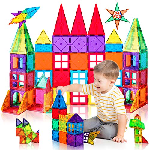 Katiago Blocos de construção magnéticos para crianças 64 peças blocos de construção educativos 3D ímanes jogo de crianças brinquedos para crianças Stems criatividade Montessori