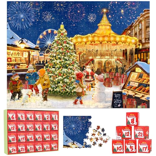 Calendário de advento 2024 Puzzle, Dreamtop 1008 peças Natal adultos calendário de advento quebra-cabeças Natal presentes para homens e mulheres (Estilo B)