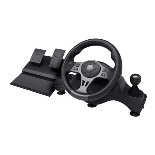 Trust GXT 289 Movi Volante de corrida PC, Xbox Series X/S, PS4, Nintendo Switch, com pedais, camas de mudanças, alavanca de mudanças, vibração, corrida/farming simulator / F1 / Gran Turismo