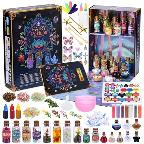 Wothfav Kit de poções misteriosas para crianças, 22 garrafas de poção mágica, poções mágicas meninas, kit de artesanato para menina 6 7 8 9 10 11 12 anos, presente crianças para o Natal e aniversário