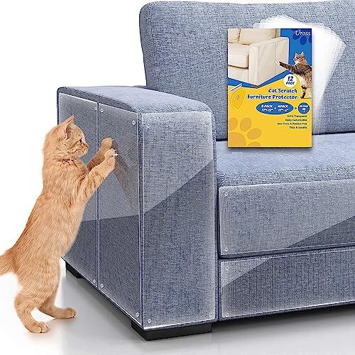 Uross 12 unidades de proteção contra arranhões para gatos, 8 unidades de 43 x 30 cm, proteção contra arranhões para sofá ou gato, 4 unidades de 43 x 15 cm, folha de proteção antiarranhões para sofá