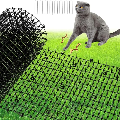 XFLYP Espetos anti-gatos, 200 * 30 cm evita que os animais de estimação se aproximem, tapete de plástico com espetos com 8 pinos repelente para dissuasão para animais proteção de plantas de jardim