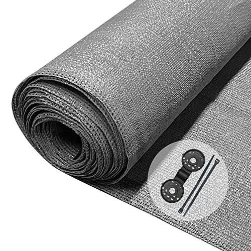 VOUNOT® Malha sombra e ocultação 1 × 10 m, cerca de privacidade 150 g/m² HDPE proteção UV, rede de sombra com clipes e flanges, para jardim, jardim, varanda, cinzento