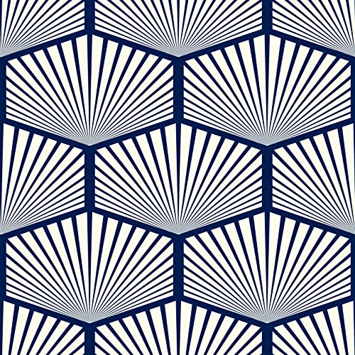 ReWallpaper 44,5 cm × 7 m Papel de parede azul turquesa e bege claro papel autocolante móveis geométrico vinil papel autocolante parede quarto moderno papel pintado autocolante para casa de banho