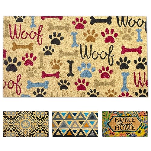 LUA VIKA Capuz entrada original para casa - ossos - 40 x 70 cm - tapete de entrada para casa exterior e interior - felpudo coco - resistente e antiderrapante