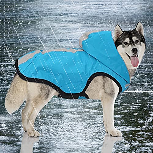 Idepet Casaco impermeável para cães 2 em 1, macacão leve para animais de estimação, com capuz para cães, cobertura completa, respirável, para chuva, para cães pequenos, médios e grandes (M, azul)