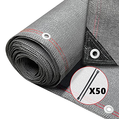 VOUNOT® Malha sombra e ocultação 1,8 × 10 m, cerca de privacidade 230 g/m² HDPE proteção UV, rede de sombra com flanges, para jardim, jardim, varanda, cinzento