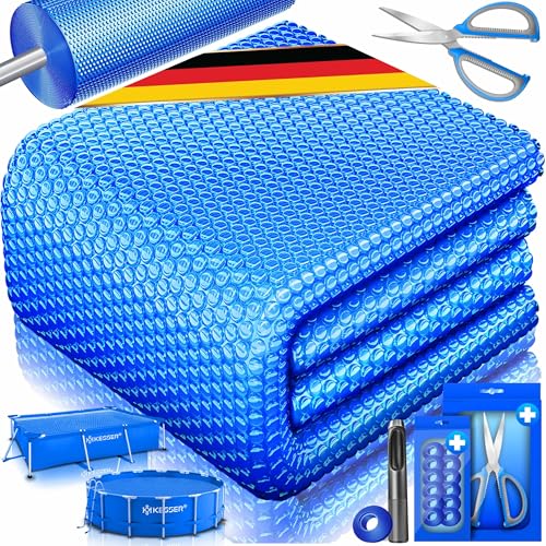 KESSER® Lona solar para piscina redonda Ø 244 cm, lona solar de piscina aquecimento da piscina de folha solar para aquecer a água lona térmica, azul, 450 x 220 cm