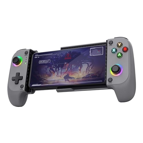 Trust GXT 735G Mylox comando para telemóvel Bluetooth, iPhone/Android / PS5 / Xbox, jogo de 12 h, vibração dupla, iluminação LED RGB, gamepad sem fios para telemóvel, acessórios de jogo, cinzento
