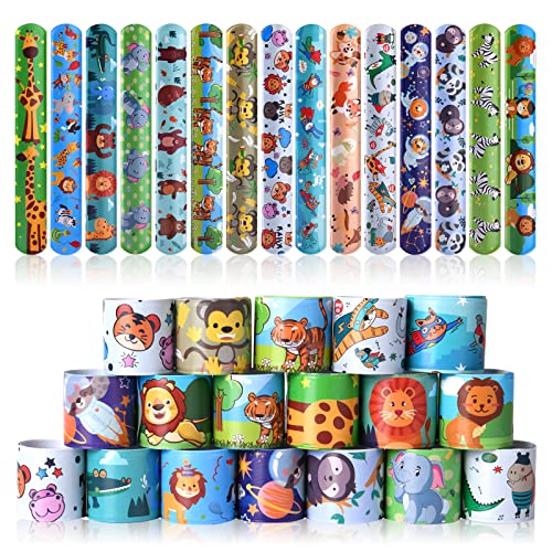 flintronic 30 peças pulseiras de desenho de brinquedo, bandas Slap animais/unicórnio/dinossauro/espaço, presente/festa/aniversário para meninos e meninas