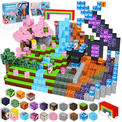 GraceDuck Blocos magnéticos construção crianças 150 peças, construa o castelo do espadachim escuro, brinquedos magnéticos presentes de páscoa para crianças 5 6 7 8 9 anos, brinquedos sensoriais STEM
