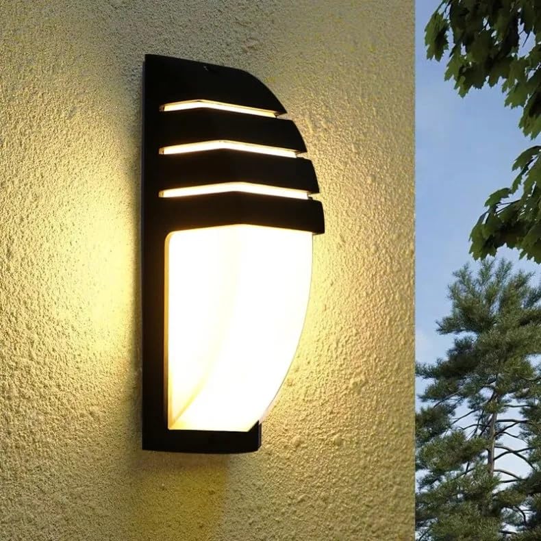 Goeco Candeeiro de parede exterior, 12 W 1300 LM apliques LED IP65 impermeável, 3000 K luz quente iluminação parede preta para pátio, jardim, sala de estar, 22,5 cm x 8 cm