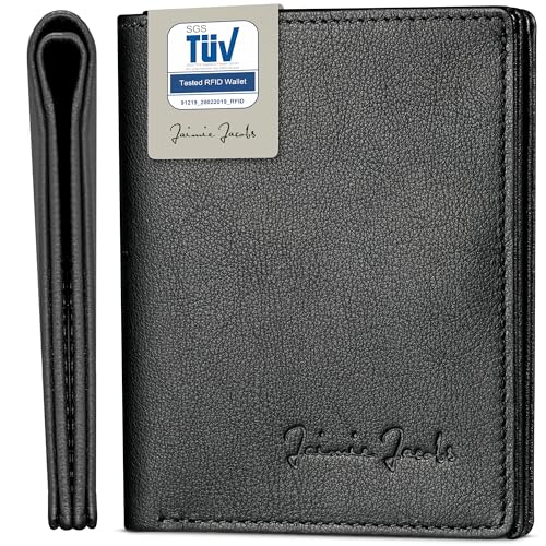 Jaimie Jacobs SLIMSTAR Carteiras homem pequeno com bloqueador RFID, Preto, S, Minimalista