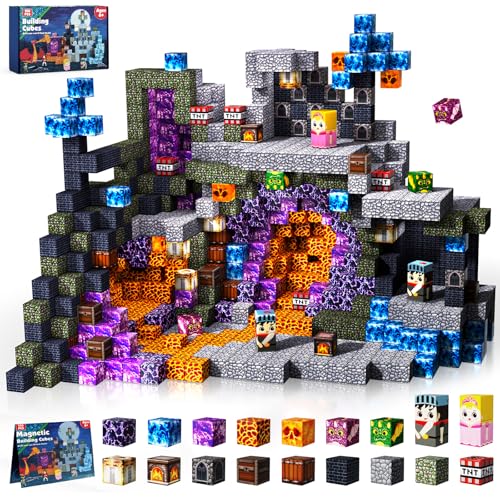 GraceDuck Blocos magnéticos: 150 peças íman de construção Dark Castle Sword Domain brinquedos magnéticos de construção: brinquedos sensoriais Stem Montessori para crianças pequenas de 6, 7,