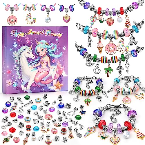 Tomylv Kit para fazer pulseiras, presente para meninas 5 6 7 8 9 10 11 12 anos, kit de fabricação de jóias, conjunto de miçangas, brinquedo de Natal e Páscoa