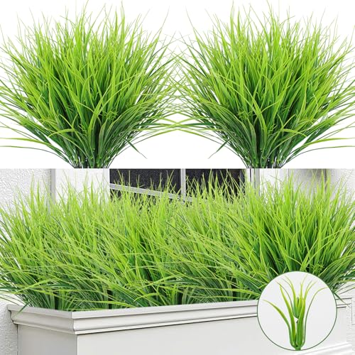 DEMIUKO 12 pacotes de ervas artificiais para vaso, 45 cm, plantas falsas, erva artificial, arbustos em vasos, vasos, decoração para casa, escritório, jardim, varanda