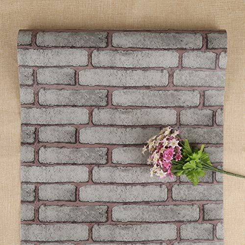 FENTIS Removível papel de parede autocolante papel de parede decorativo autocolante de parede de tijolo estilo retro rolo de papel de parede adequado para decorações de casa alugada