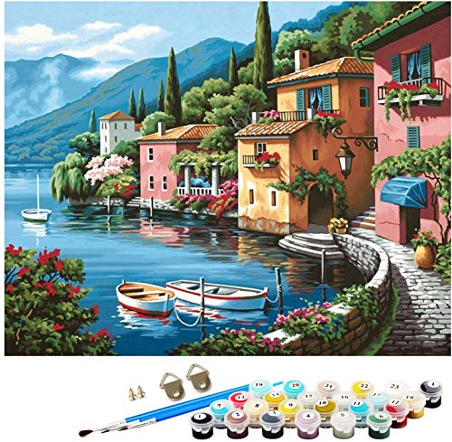 Pintura por números para adultos, kit de pintura a óleo de tela DIY (faça você mesmo) para crianças com pinceles, pigmento acrílico, tinta de desenho DIY, 40 x 50 cm.
