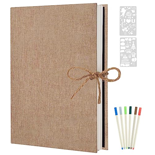 AIOR Álbum Fotos autocolante 60 páginas branco, linho bricolage Scrapbooking álbum original para aniversário de casamento de ouro aniversário Natal para mulher menina presentes (bege)