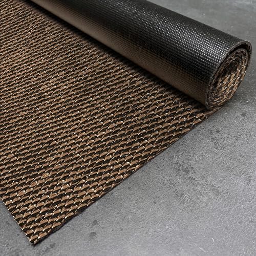 STORESDECO Tapete vinílica de tecido entrançado premium de alta gama lavável antiderrapante tapetes de vinil resistentes para sala de estar cozinha quarto casa de banho corredor cor castanho escuro